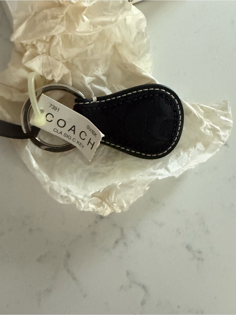 Coach Black signature key chain